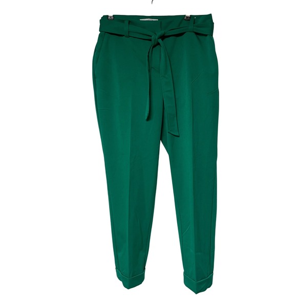 LOFT Pants - LOFT Devin Slim Green Tie Front Belted Trousers Womens 8 Curvy
